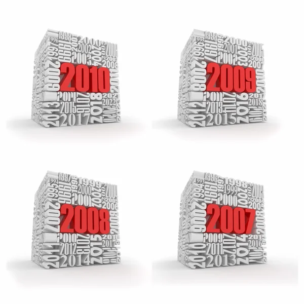 Yeni yıl 2010, 2009, 2008 ve 2007. — Stok fotoğraf