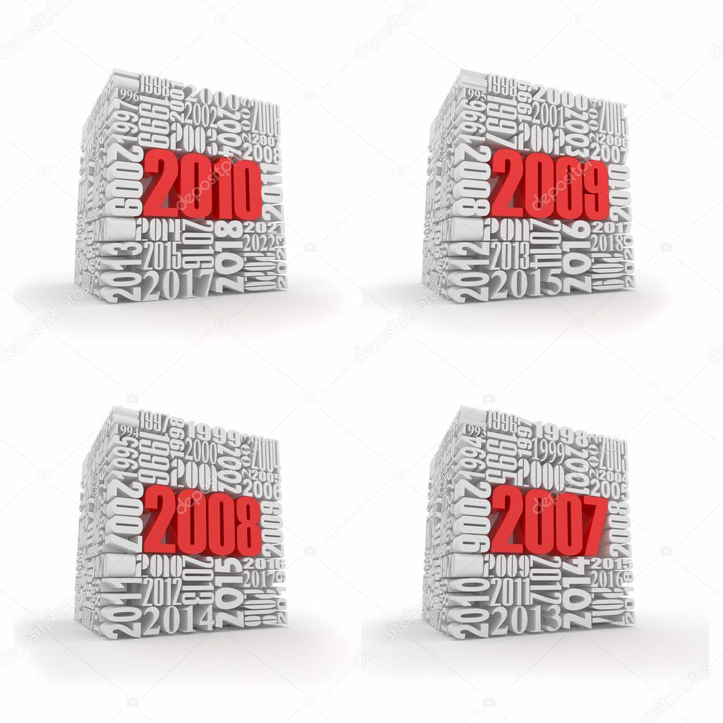 New year 2010, 2009, 2008, 2007.