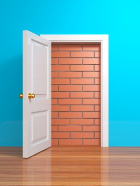 No escape and entrance. Doors laid bricks clipart