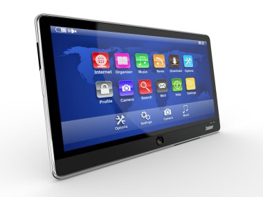 Tablet pc on white background. 3d clipart