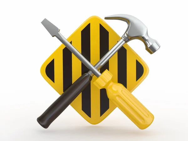 Verktyg. verktyg, skruvmejsel och hammare. — Stockfoto