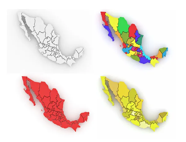 Trójwymiarowe mapy Meksyku na na białym tle — Zdjęcie stockowe