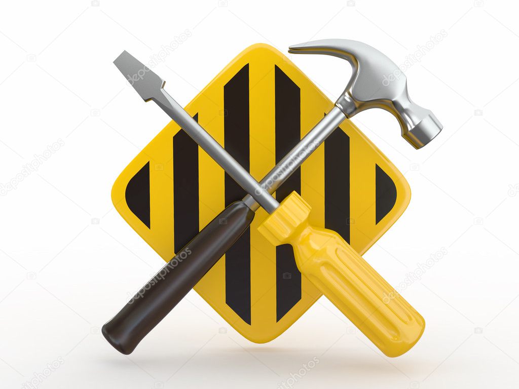Utility. Tools, screwdriver and hammer.