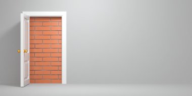 No escape and entrance. Doors laid bricks clipart