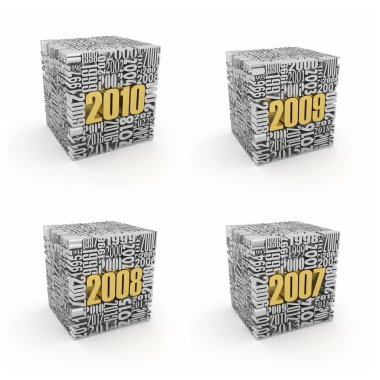 New year 2010, 2009, 2008, 2007. clipart