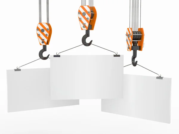 Crane krokar med Tom styrelser. 3D — Stockfoto