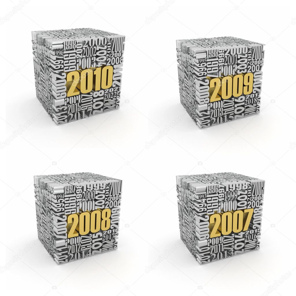 New year 2010, 2009, 2008, 2007.
