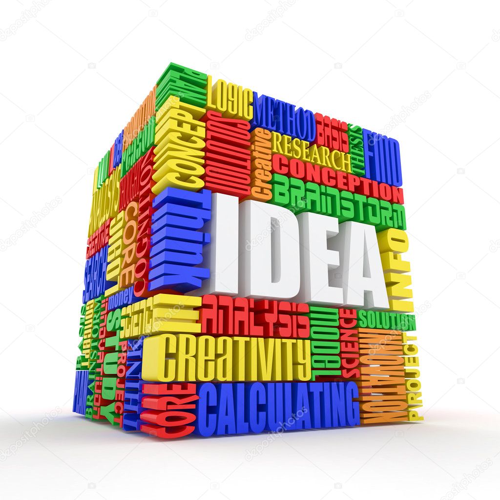 Idea. The concept of the words. 3d