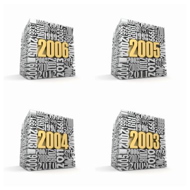 New year 2006, 2005, 2004, 2003. clipart