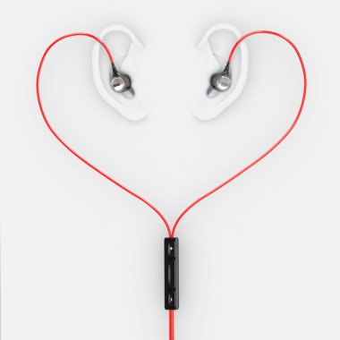 Ears and earphones in the form of heart clipart