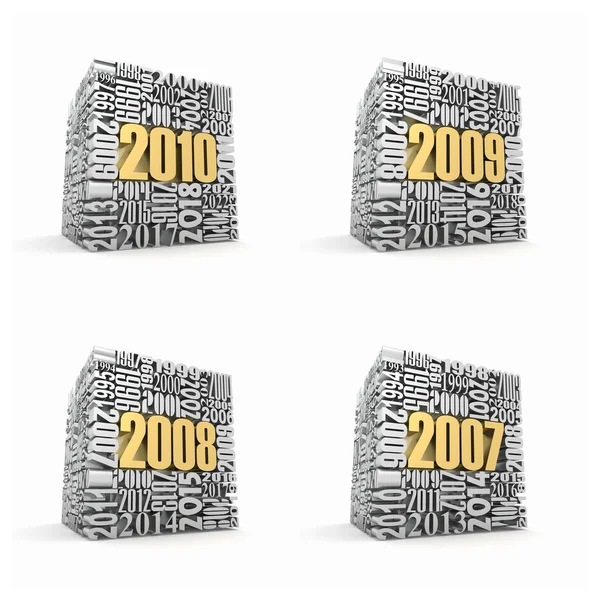 Yeni yıl 2010, 2009, 2008 ve 2007. — Stok fotoğraf