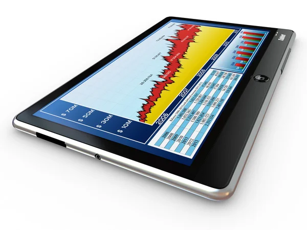 Tablet pc 和业务关系图在屏幕上 — 图库照片