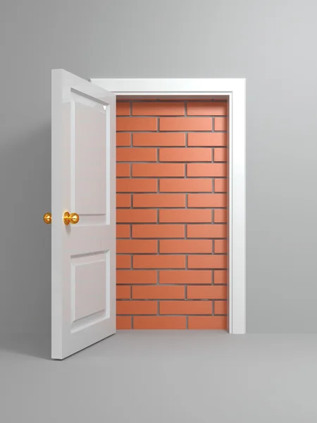 Não há fuga e entrada. Portas colocadas tijolos — Fotografia de Stock