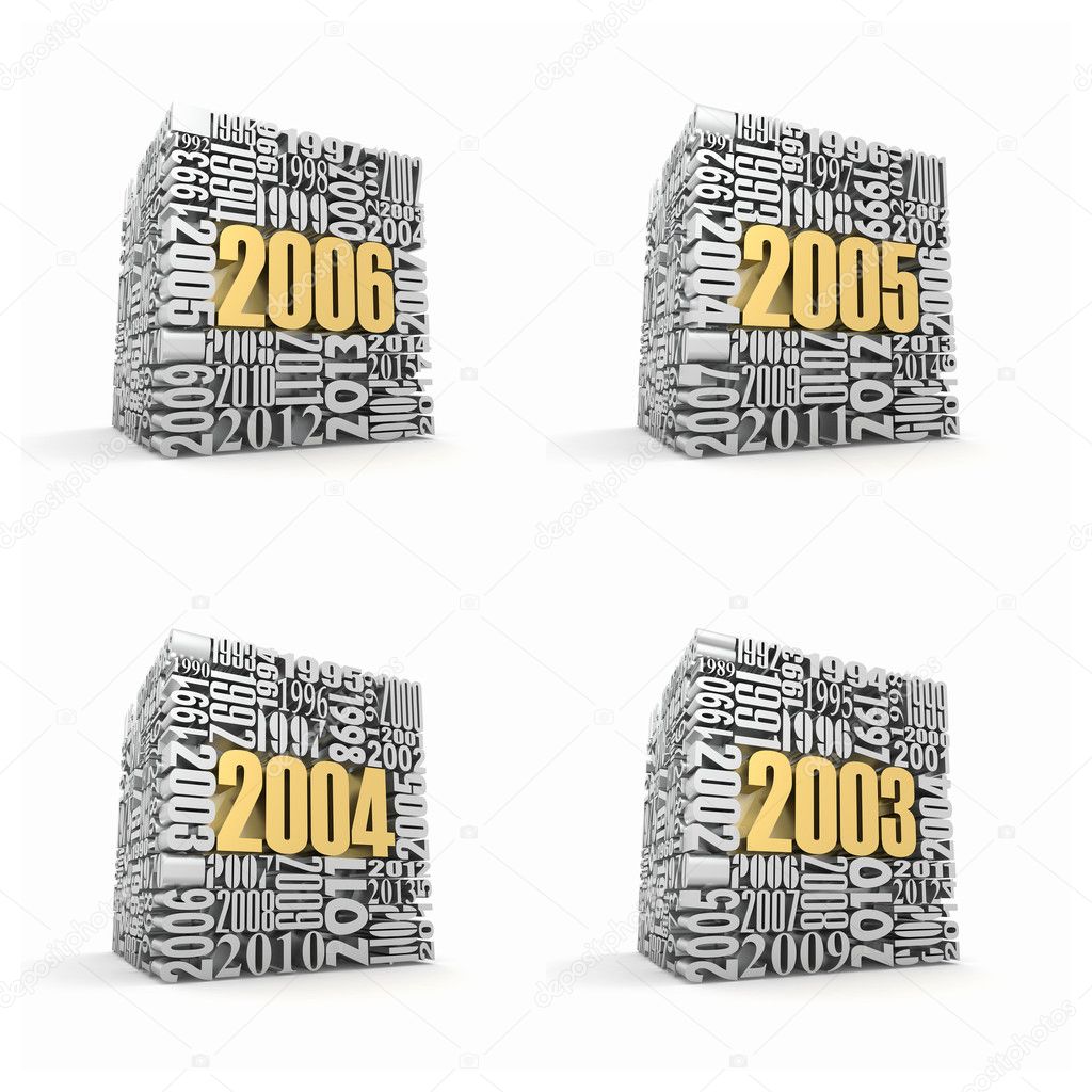 New year 2006, 2005, 2004, 2003.