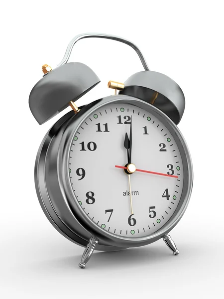 Medianoche. Un reloj despertador a la antigua. 3d —  Fotos de Stock