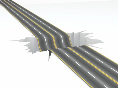 Hole on the road. Concept image clipart