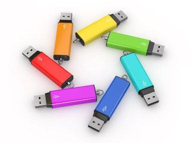 USB flash bellek beyaz zemin üzerine