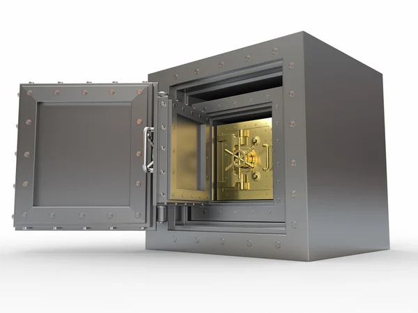 Triple protection. Few vaults in the vault. 3d — Stock Photo, Image