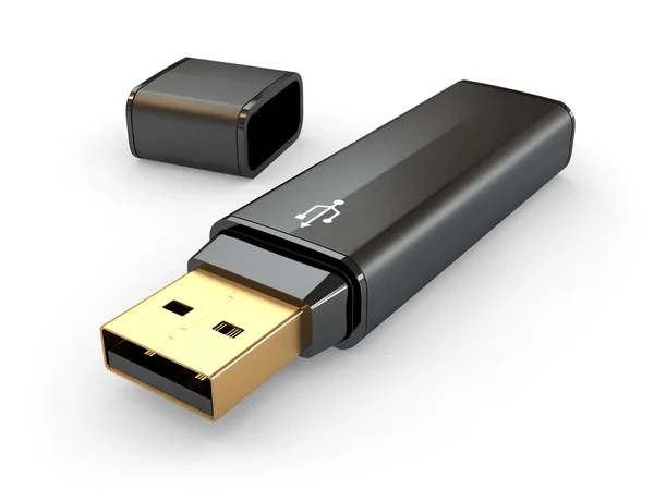 Memoria flash USB su sfondo bianco — Foto Stock