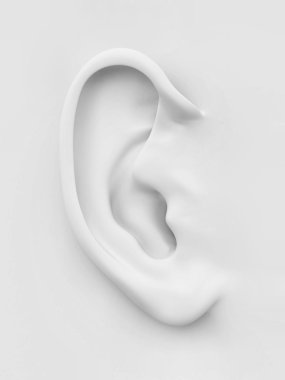 White soft human ear. 3d clipart