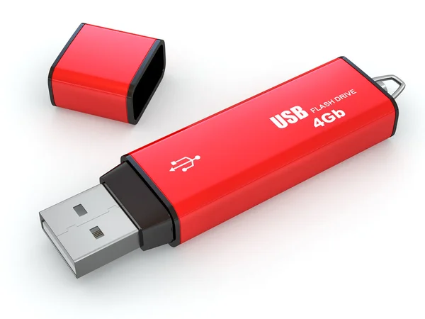 Memoria flash USB su sfondo bianco — Foto Stock