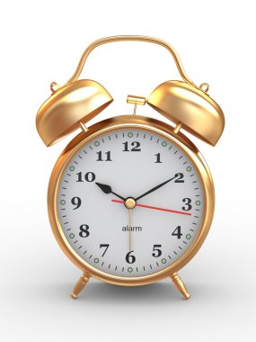 Ten o'clock. Old-fashioned alarm clock. 3d clipart