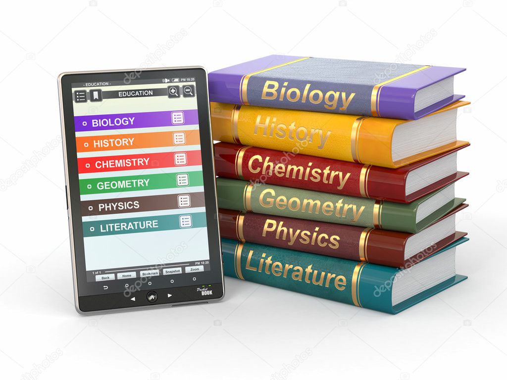 E-book reader. Textbooks and tablet pc.