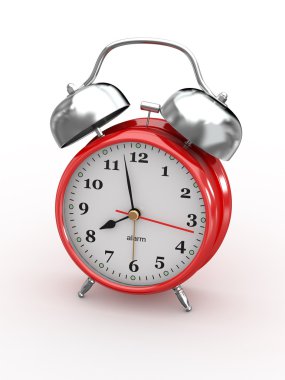 Eight o'clock. Old-fashioned alarm clock. 3d clipart