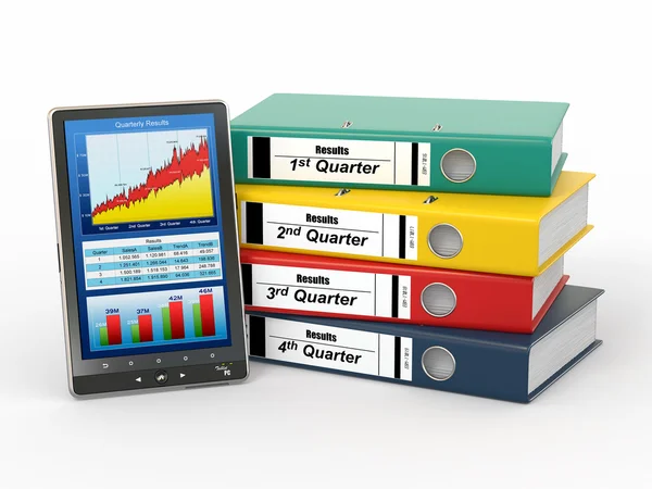 Electronic report. Binders and tablet pc with graph — Stock Photo, Image