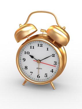 Ten o'clock. Old-fashioned alarm clock. 3d clipart