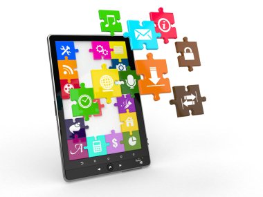 software para Tablet pc. pantalla de puzzle con iconos.