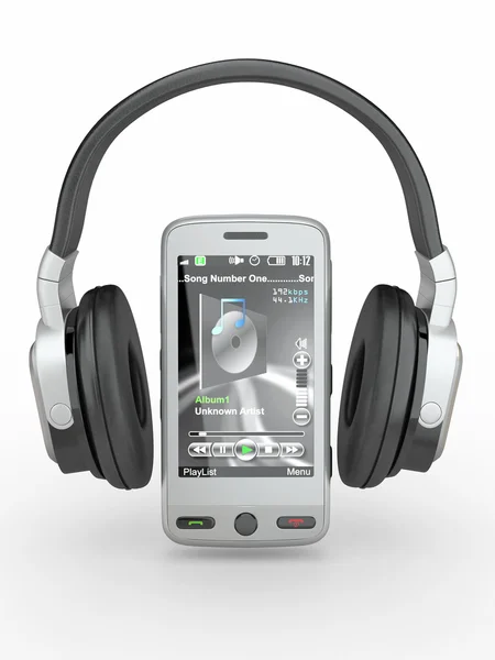 Κινητό τηλέφωνο με ακουστικά. 3D — Φωτογραφία Αρχείου