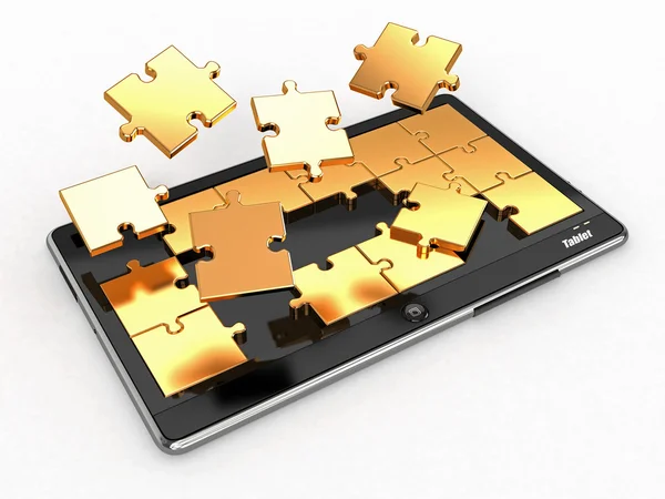 stock image Tablet pc software. Screen from puzzle.