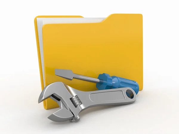 Folder and tools. 3d — Stock Photo, Image