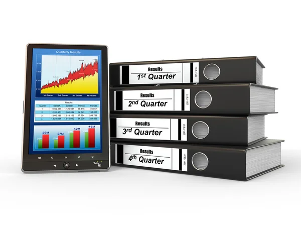 Electronic report. Binders and tablet pc with graph — Stock Photo, Image
