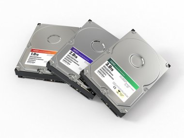 HDD. Three ATA Hard disk drive. 3d clipart