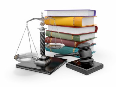 Justice concept. Law, scale and gavel clipart