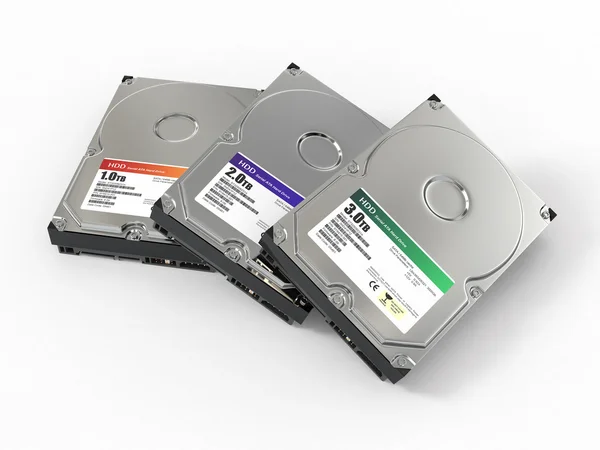 HDD. tři ata pevný disk. 3D — Stock fotografie