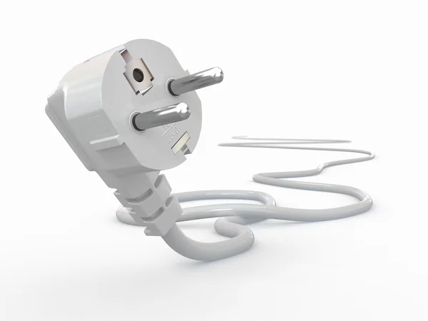 White electric plug on white background — Stock Photo, Image