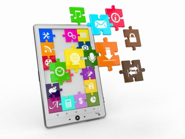 software para Tablet pc. pantalla de puzzle con iconos.