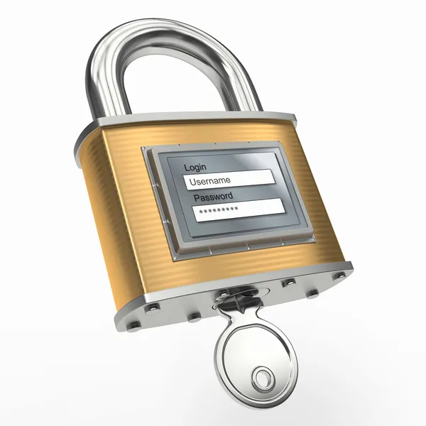 挂锁用登录名和密码。3d — 图库照片