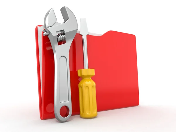 Folder i narzędzia. 3D — Zdjęcie stockowe