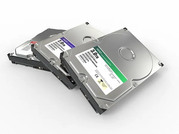 HDD. tři ata pevný disk. 3D — Stock fotografie