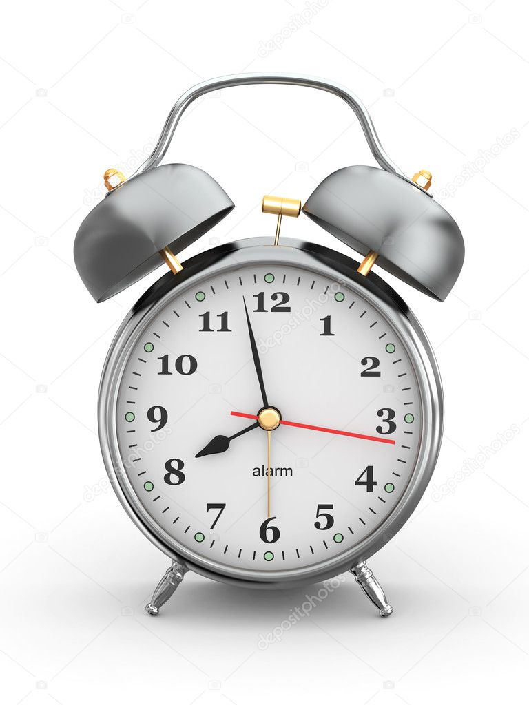 Old-fashioned alarm clock. 3d