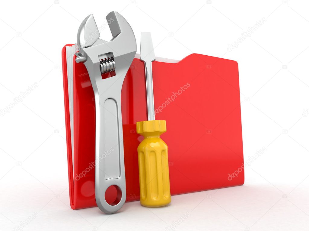 Folder and tools. 3d
