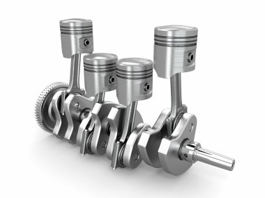 Pistons and crankshaft. four cylinder engine clipart