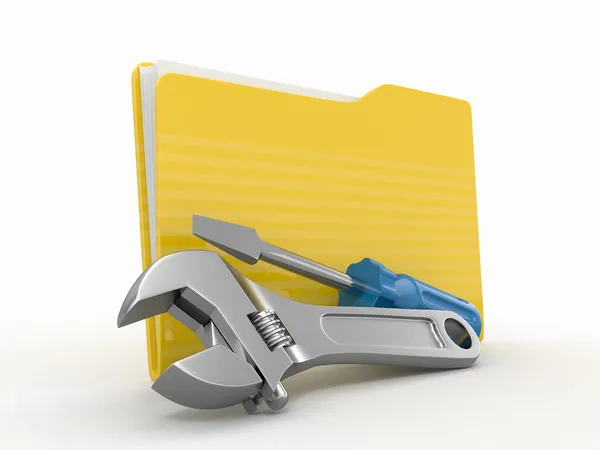 Φάκελο και εργαλεία. 3D — Φωτογραφία Αρχείου