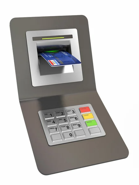 Απόσυρση χρημάτων. ATM και πιστωτικής ή χρεωστικής κάρτας — Φωτογραφία Αρχείου