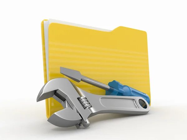 Folder and tools. 3d — Stock Photo, Image