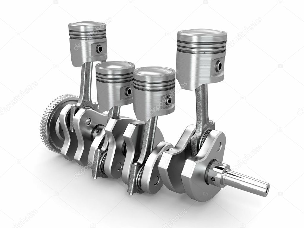 Pistons and crankshaft. four cylinder engine — Stock Photo © maxxyustas ...